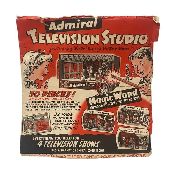 Vintage 1953 Admiral Television Studio Walt Disney Peter Pan 50PC Stage Play Set